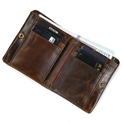 Slim Multiple Card Slots Genuine Leather Bifold Short Wallet