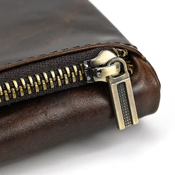 Slim Multiple Card Slots Genuine Leather Bifold Short Wallet