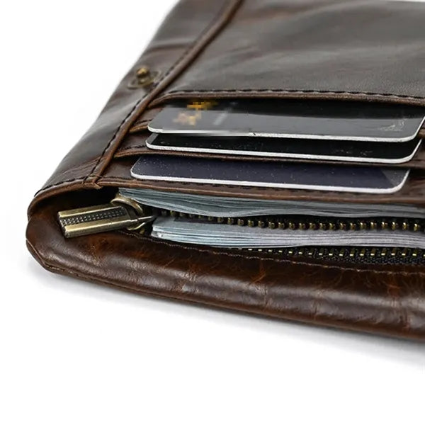 Slim Multiple Card Slots Genuine Leather Bifold Short Wallet