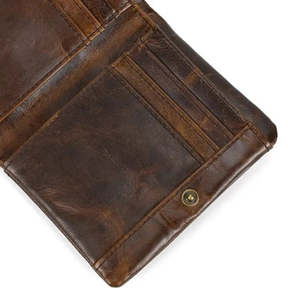 Slim Multiple Card Slots Genuine Leather Bifold Short Wallet