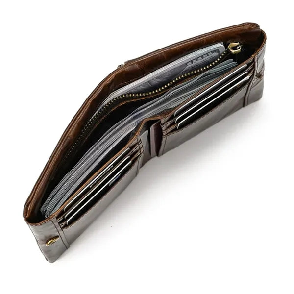 Slim Multiple Card Slots Genuine Leather Bifold Short Wallet