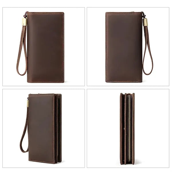 Crazy Horse Leather Multi Card Slots Lightweight Long Wallet