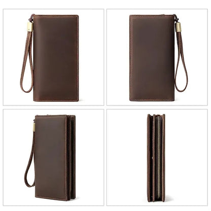Crazy Horse Leather Multi Card Slots Lightweight Long Wallet
