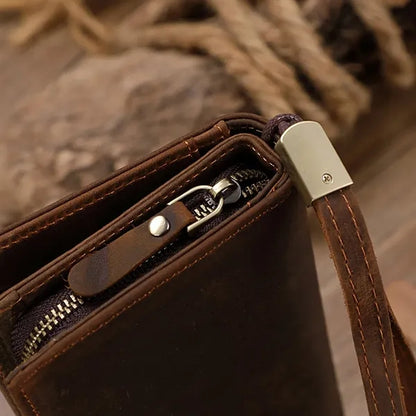 Crazy Horse Leather Multi Card Slots Lightweight Long Wallet