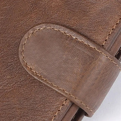 Genuine Leather Large Capacity RFID Blocking Short Wallet
