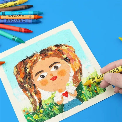 6-Color Vibrant Easy-Grip Cylindrical Oil Painting Crayons