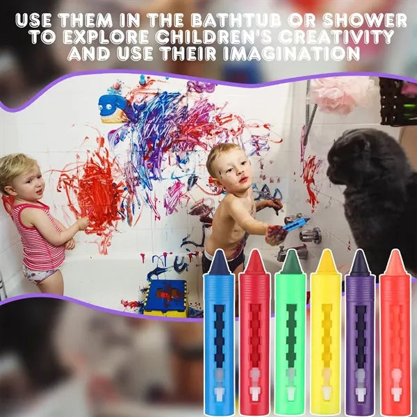 6-Color Non-Toxic Kid-Safe Washable Bath Crayons for Tub