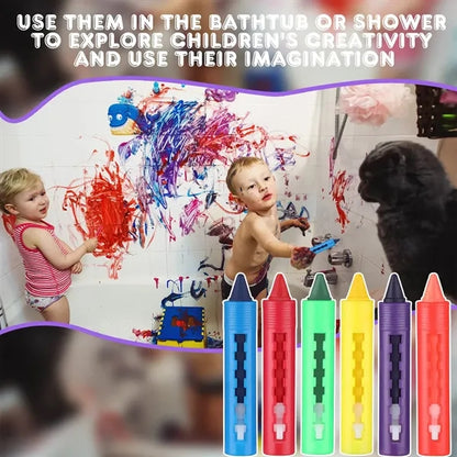 6-Color Non-Toxic Kid-Safe Washable Bath Crayons for Tub