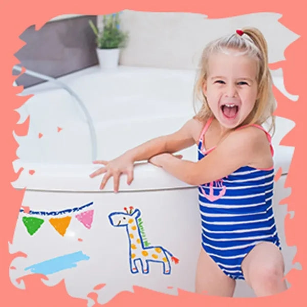 6-Color Non-Toxic Kid-Safe Washable Bath Crayons for Tub