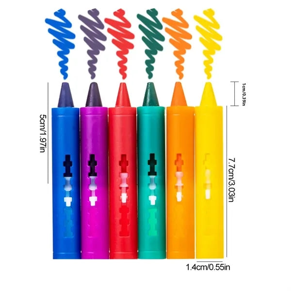 6-Color Non-Toxic Kid-Safe Washable Bath Crayons for Tub