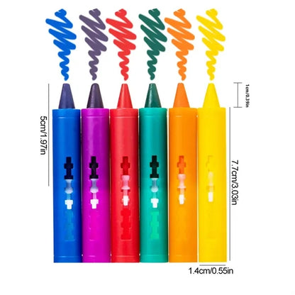 6-Color Non-Toxic Kid-Safe Washable Bath Crayons for Tub