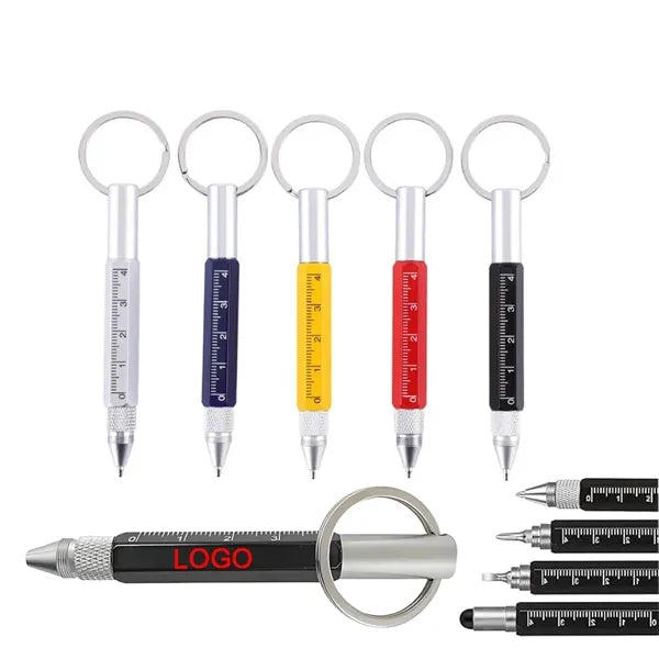 4'' Multitool 6 in 1 Metal Stylus Pen w/Key Ring