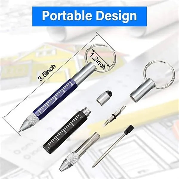4'' Multitool 6 in 1 Metal Stylus Pen w/Key Ring