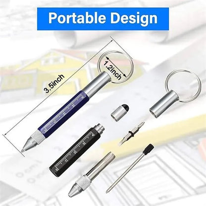4'' Multitool 6 in 1 Metal Stylus Pen w/Key Ring