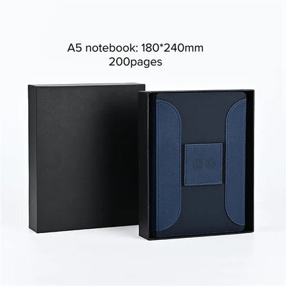 Leather Cover Notebook With Power Bank