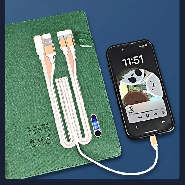Leather Cover Notebook With Power Bank