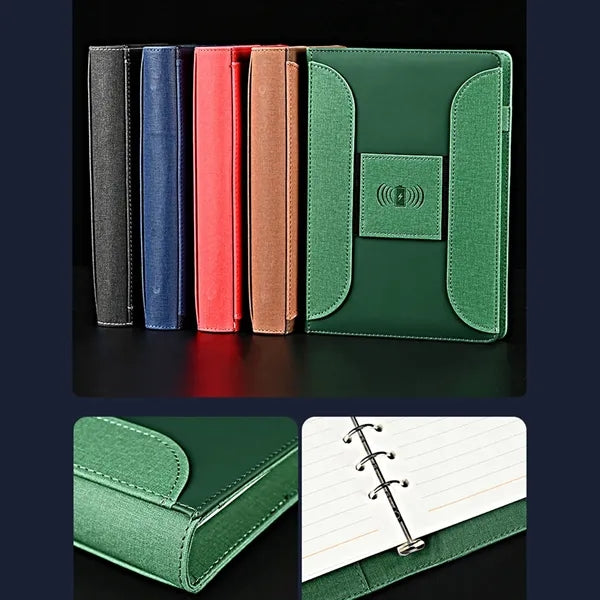 Leather Cover Notebook With Power Bank