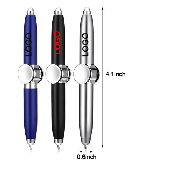 Versatile Metal Fidget Spinning Ballpoint Pen w/LED Light