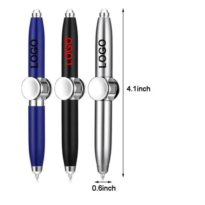 Versatile Metal Fidget Spinning Ballpoint Pen w/LED Light