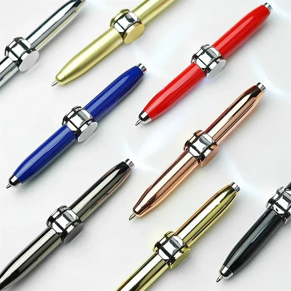 Versatile Metal Fidget Spinning Ballpoint Pen w/LED Light