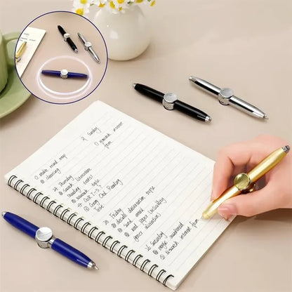 Versatile Metal Fidget Spinning Ballpoint Pen w/LED Light