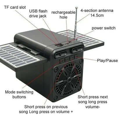 Versatile Solar Powered FM Radio With Bluetooth