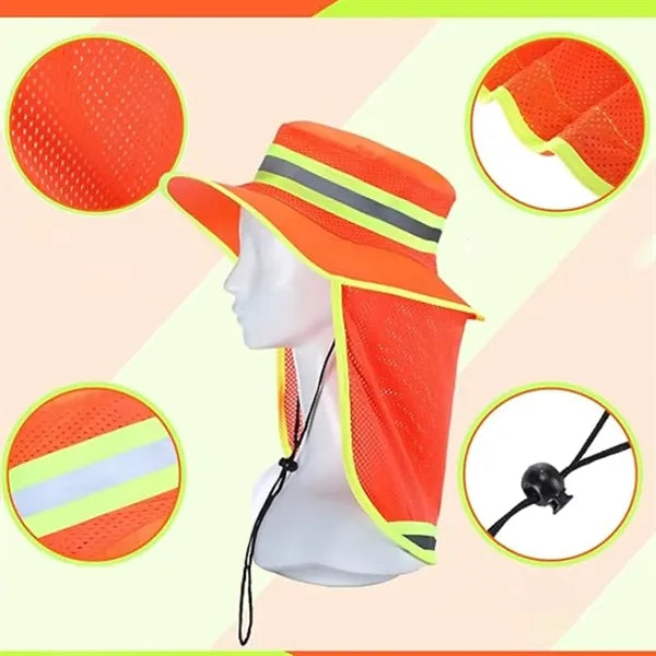 Hi-Vis Sun Protection Hat with Neck Flap