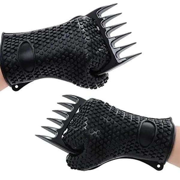 BBQ Tool Set with Silicone Gloves Brush Meat Claws & Tongs