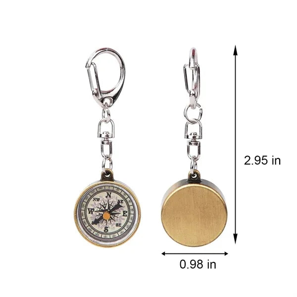 Zinc Alloy Compact Vintage Portable Pocket Compass Keychain
