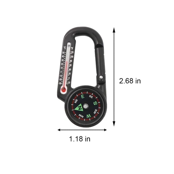 3-in-1 Single-Side Carabiner Compass with Thermometer