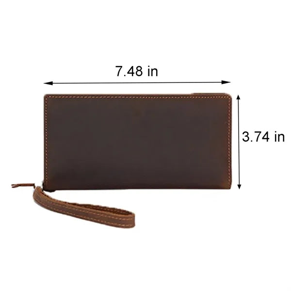 Crazy Horse Leather Multi Card Slots Lightweight Long Wallet