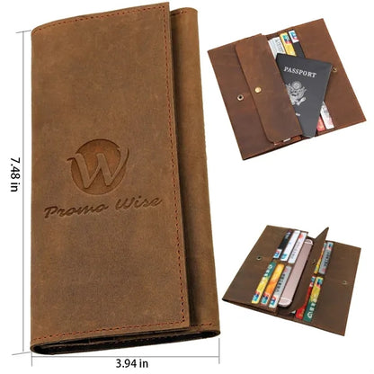 Genuine Leather Snap Closure Lightweight Long Bifold Wallet