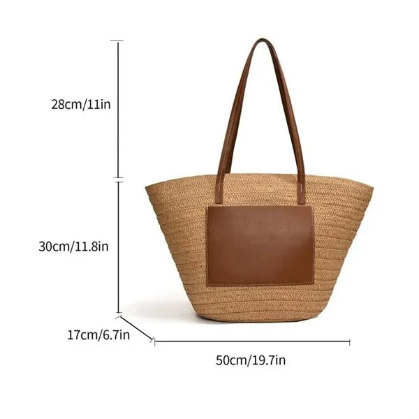 Lightweight Spacious Natural Handwoven Straw Shoulder Bag