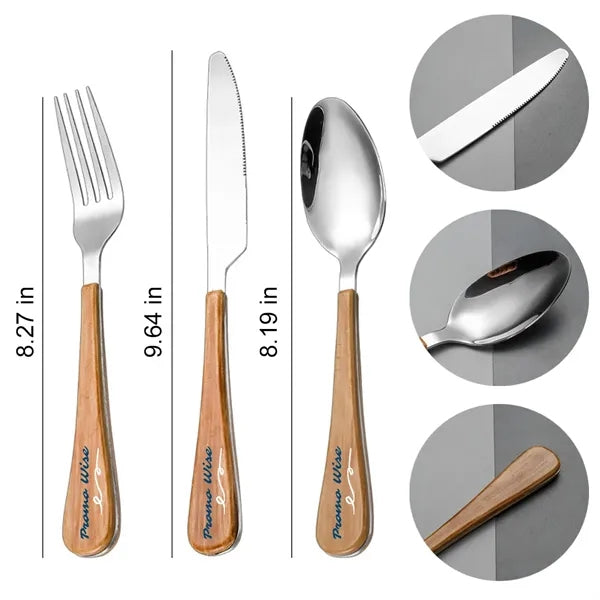 Stainless Steel Durable Cutlery with Imitation Wood Handle