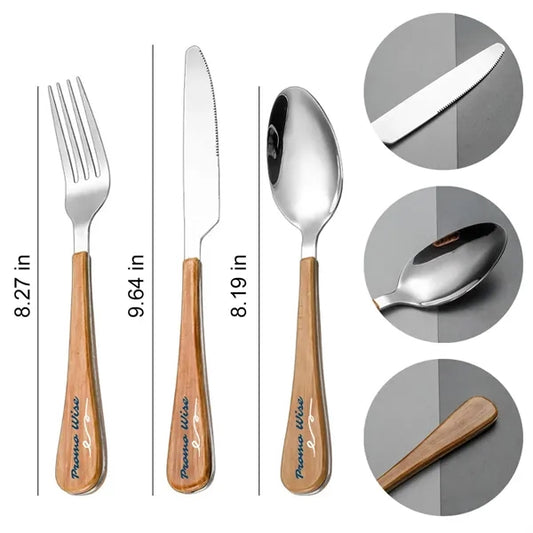 Stainless Steel Durable Cutlery with Imitation Wood Handle
