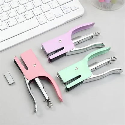 Macaron Color Handheld Extended Labor-Saving Metal Stapler