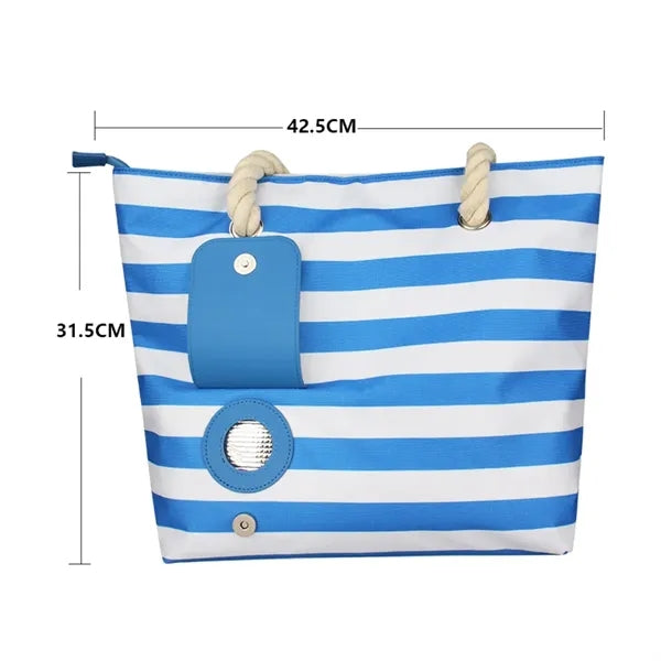 Striped Beach Tote Bag with Rope Handles