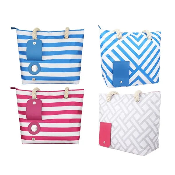Striped Beach Tote Bag with Rope Handles