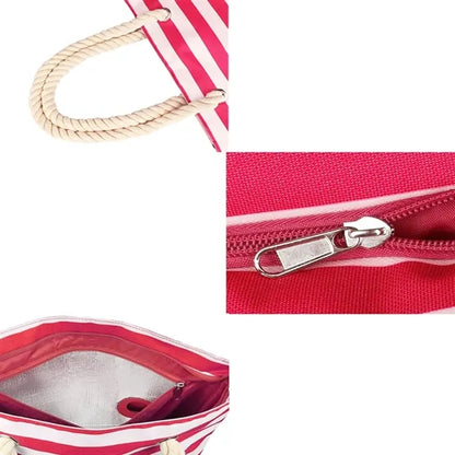 Striped Beach Tote Bag with Rope Handles