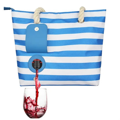 Striped Beach Tote Bag with Rope Handles
