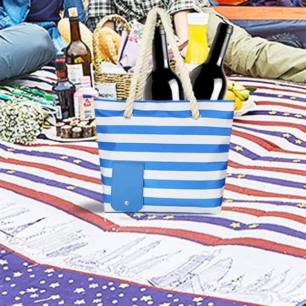 Striped Beach Tote Bag with Rope Handles