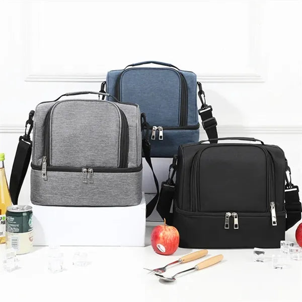 20L Insulated Dual Compartment Lunch Bag with Shoulder Strap
