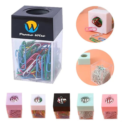 Clear Box Papers Clip Organizers Set with Magnetic Top