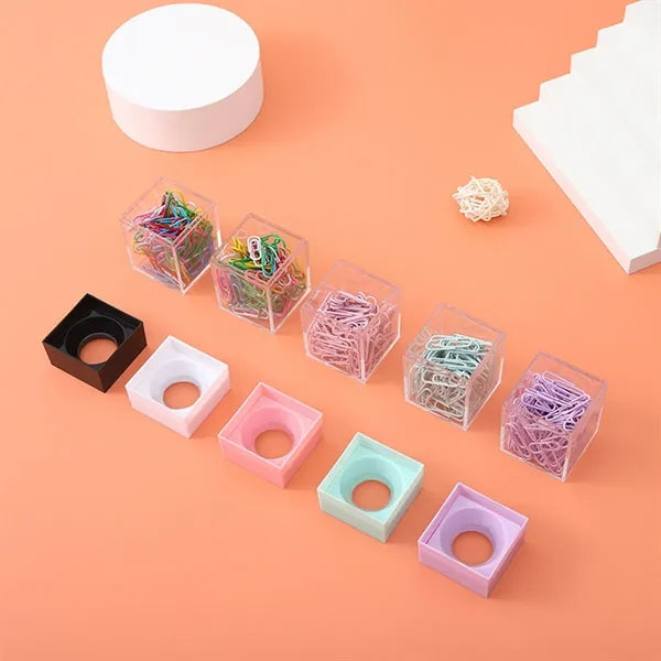 Clear Box Papers Clip Organizers Set with Magnetic Top