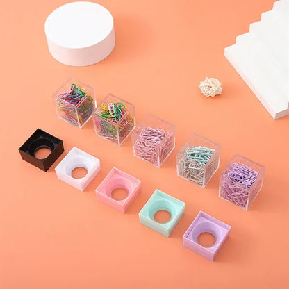 Clear Box Papers Clip Organizers Set with Magnetic Top