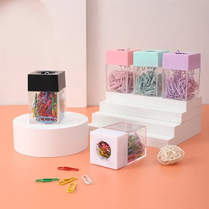 Clear Box Papers Clip Organizers Set with Magnetic Top