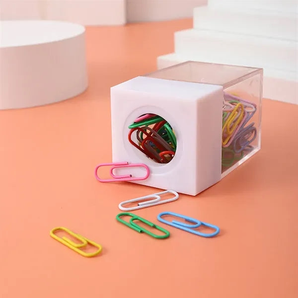 Clear Box Papers Clip Organizers Set with Magnetic Top