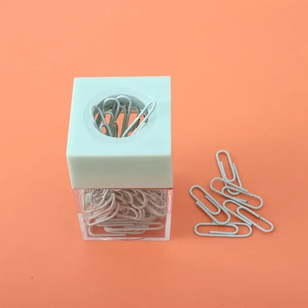 Clear Box Papers Clip Organizers Set with Magnetic Top