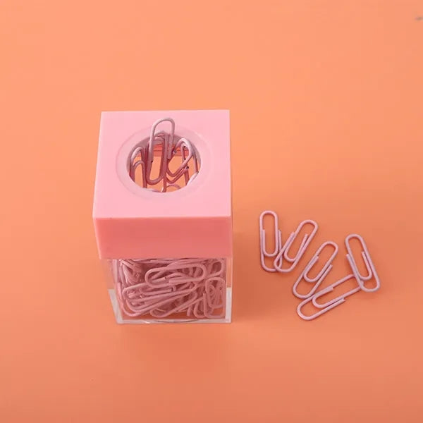 Clear Box Papers Clip Organizers Set with Magnetic Top