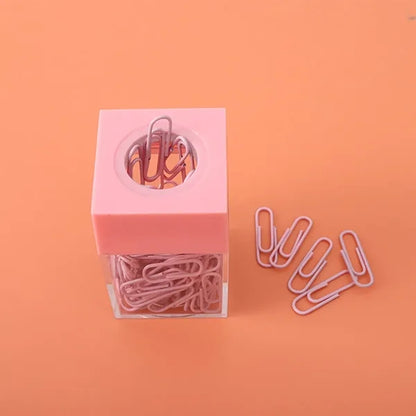 Clear Box Papers Clip Organizers Set with Magnetic Top